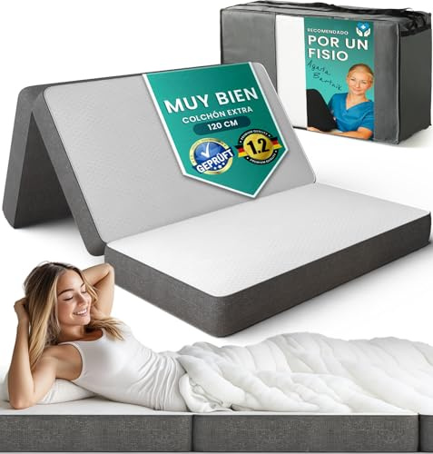 DYNMC you Materasso Pieghevole Matrimoniale 120x195x14 cm – mediamente rigido & comodo – Per 2 Persone con Coprimaterasso, usabile come tavolo & pouf – salvaspazio per ospiti – OEKO-TEX