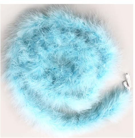 Yurosiay Federboa Flauschige 200cm Feder-Girlande Feder-Schal zum Nähen Federstola Handgefertigte Federschal Girlande Kostüm-Accessoire Karneval Party Halloween Weihnachten Dekoration hellblau