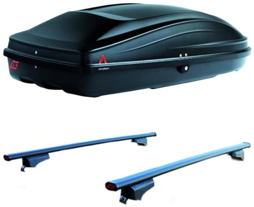 Set BOX + Barre Portatutto realizzato per JEEP RENEGADE dal 2014 in poi capiente 240 Litri Colore Nero con Serratura Barre 127 CM + Kit Attacchi