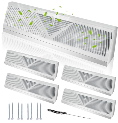 Swess 4 Pcs 15 Inch Baseboard Register Vent White, Baseboard Air Diffuser for Home Floor Wall Baseboard Vent Covers