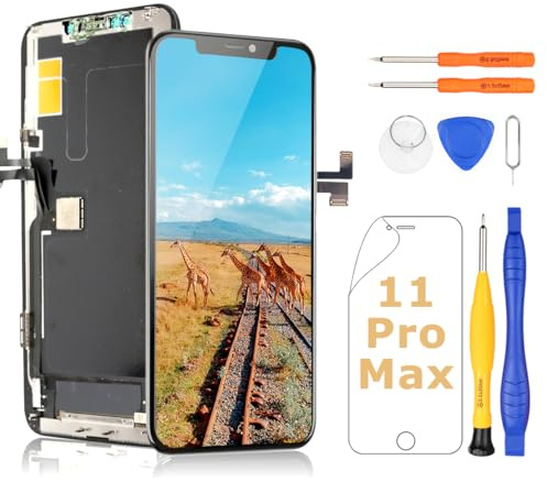 Yodoit Ersatzbildschirm für iPhone 11 Pro Max, 6,5 Zoll, 3D-Touch, Full HD, LCD-Display, Digitizer, Montage mit Reparaturwerkzeugen, kompatibel mit Modell (A2161, A2218, A2220)