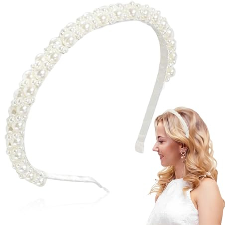 XUZOPIM Pearl Headband Weisse Perlen Frauen Hochzeits Headband Retro Braut Haar Bänder