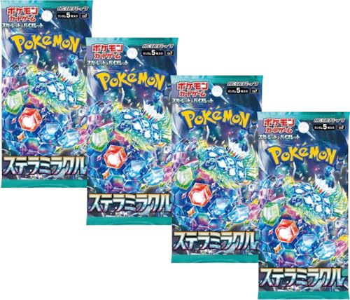 Pokémon TCG Stellar Miracle Booster Packs x4 | Booster Packs Japonais Stellar Crown | Cartes Pokémon Japonaises | Série Scarlet & Violet | Authentifié Titan