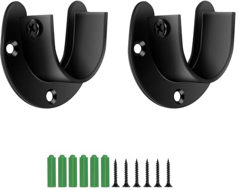 PHMING 2 Pièces Support Tringle Penderie 32mm, Douilles de Poteau de Penderie, Support de Tringle en Acier Inoxydable, avec Vis et Tube D'expansion, Convient aux Armoires, Placards, Balcons
