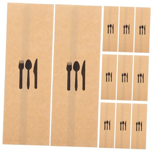 WEKADRIN Sacchetti Per Posate in Carta Kraft 100 Pezzi, Copriposate Monouso Resistenti e Spessi, Portaposate Per Feste, Matrimoni e Ristorazione, Tasche Porta Forchette e Coltelli Pratiche