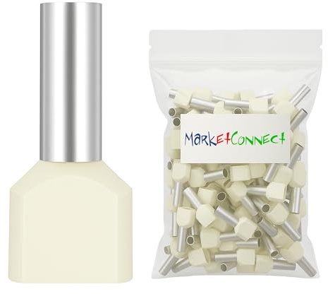 MarketConnect® Puntalini elettrici a crimpare • Sez. 2 x 16 mmq • Lung. 16/30 mm • 50 pz • Avorio TE (NF C 63-023) • Doppio Capicorda