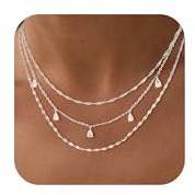 Fwlisesa Silver Necklace Stack for Women, Dainty Silver Layered Necklaces for Women Simple Chain Necklace Set Statement Non Tarnish Silver Choker Necklace Simple Silvers Jewelry Set