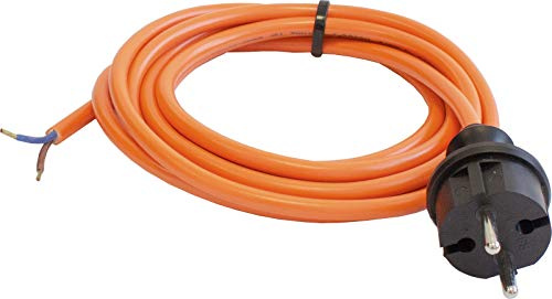 as - Schwabe PUR Baustellen-Anschlussleitung 3 m – Robuste Leitung 230 V | 16 A mit Polyurethan-Außenmantel H05BQ-F 2x1,0 - Konturenstecker, Ende 30 mm abgemantelt, Orange – IP44 - 70911
