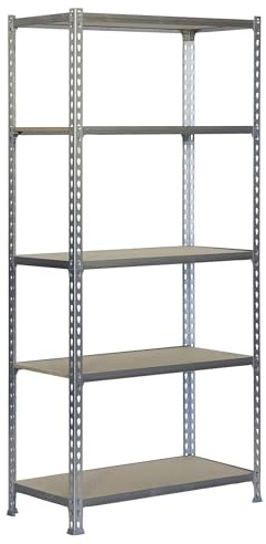 SimonRack Schwerlastregal, Lagerregal, 200x110x40 cm, Metallregal, Kellerregal, Biegestelle 200 kg, 5 Holzfachböden, Verzinkt/Holz - Maderclick