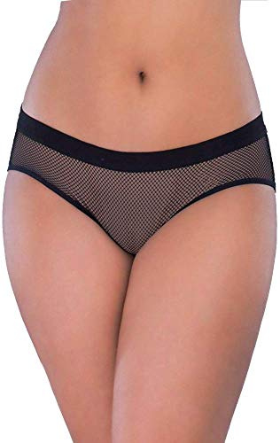 Damen Netz Slip Offen Popo Panty Reizwäsche mit Schleifchen Strass S/XL Größe L/XL