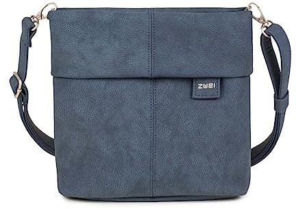 Zwei Damen Handtasche Mademoiselle.M M8 Crossbody Bag 3 L Umhängetasche aus Kunstleder mit Geheimfach & Hauptfach mit Reißverschluss, inkl. kurzem & langen abnehmbaren Schultergurt (nubuk-blue)