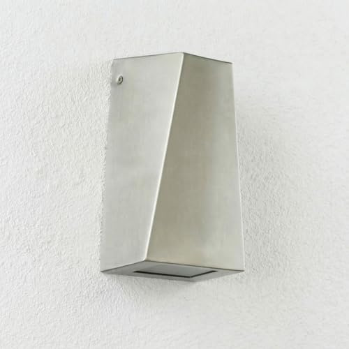 Maxkomfort Außenwandleuchte Up & Down IP44 – Inkl. 2x LED GU10 Warmweiß – Edelstahl Wandleuchte Außen Silber – Wetterfeste Außenbeleuchtung für Garten & Terrasse – Komplett-Set, Sofort Einsatzbereit