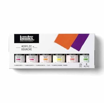 Liquitex Acrylic Gouache - Colore Acrilico Effetto Gouache - 6 Flaconi da 59 ml - Set Fluorescenti