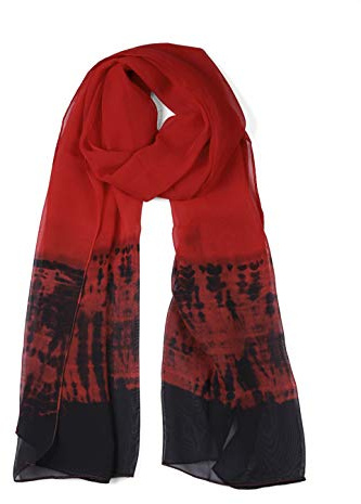 uxcell Longue écharpe légère en mousseline de soie dégradé de couleur écharpe de plage printemps été pour les femmes Rouge 63 x19,6