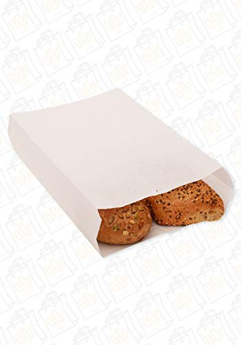 Bäckerfaltenbeutel 20+7,5x38cm weiß, Brötchentüte, Snacktüte, Bäckertüte, Bäckerbeutel Größe 100 Stück