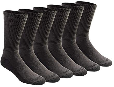 Dickies Men's Dri-Tech Essential Moisture Control Crew Socks Multipack, Charcoal (6 Pairs), Large