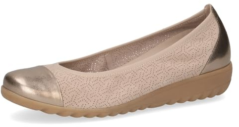 CAPRICE Damballerinaskor av läder rund spets, Sand Comb, 37 EU