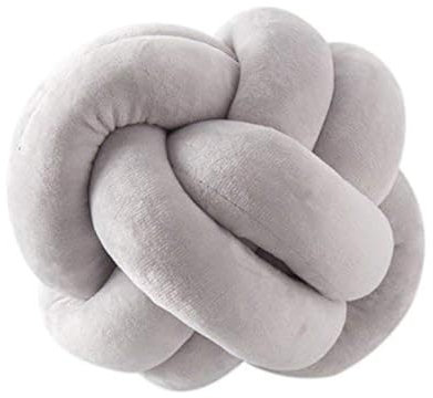 SZETOSY Knoten-Ball-Kissen - GOODCHANCEUK Knoten-Ball-Kissen-handgemachtes -Plüschtier-dekoratives Wurfs-für Schlafzimmer-Sofa-Auto-Büro-Spielraum 25x25CM Grau
