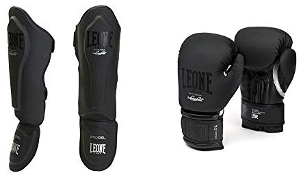 Leone 1947 PT119, Paratibia Unisex – Adulto, Nero, M & Black&White Guantoni, Nero, 10 OZ