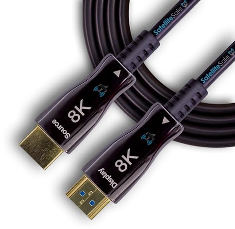 SatelliteSale Cable HDMI 2.1 de fibra óptica 8K, alta velocidad 48Gbps, 8K @60Hz, 4K @120Hz, HDR dinámico 10, eARC, HDCP2.2, 4:4:4, compatible con HDTV, monitor, proyector (100 pies)