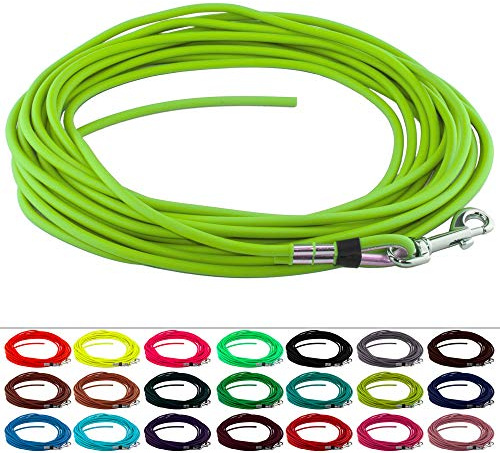 LENNIE Runde BioThane Schleppleine für Hunde von 15-25kg, Ø 6mm, 5m lang, ohne Handschlaufe, Apfelgrün