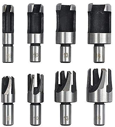 Bestgle Juego de 8 brocas para corcho Round Shank Drill Bit de madera para taladro, herramienta de elaboración de fresas de madera