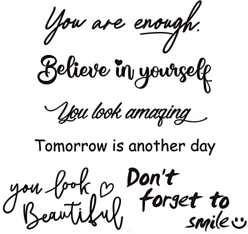 6 Stück Wandtattoo Sprüche Wandaufkleber für Spiegel Inspirierende Zitate Badezimmer Wandsticker Fensterbilder you look amazing DIY Deko für Wohnzimmer