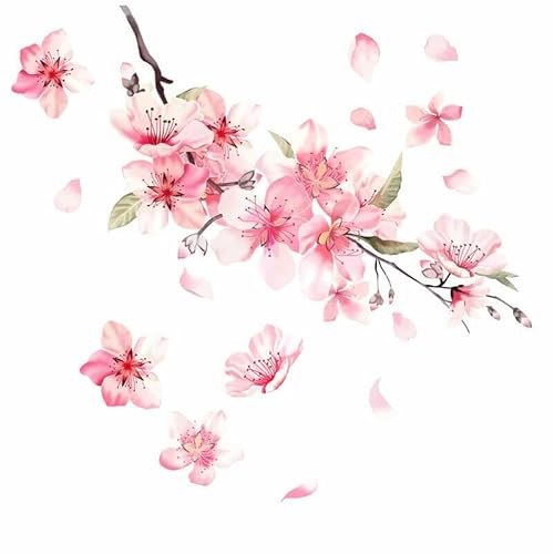 FACULX 2 x Kirschblüten-Vinyl-Autoaufkleber, Kratzabdeckung, rosa Blume, Stoßstangen-Aufkleber für Auto, Motorrad, Heimdekoration