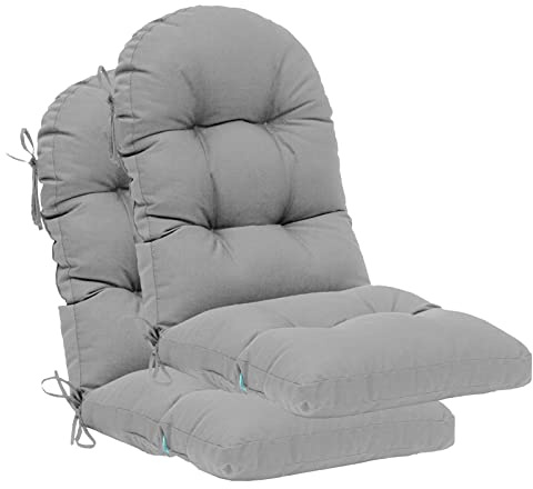 QILLOWAY Outdoor High Back Chair Cushion for Adirondack, All Weather Rocking Chair Cushions Thick Padded Replacement for Patio Furniture Set of 2,Grey