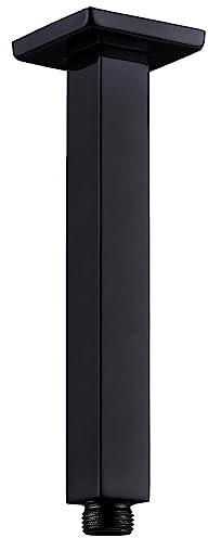 Drenky Brausearm Schwarz,Duscharm 20 cm Wandarm Dusche Edelstahl A2 V2A Brausearm Quadratisch für Kopfbrause Verlängerungsarm für Regenduschkopf,Schwarze Lackierung