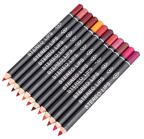 Lipliner Set Italia Deluxe 14 × 6 × 2 Vibely 12pcs Lipliner Impermeable Mate Lip Liner Lápiz Labio Maquillaje Cosmético Pen Set