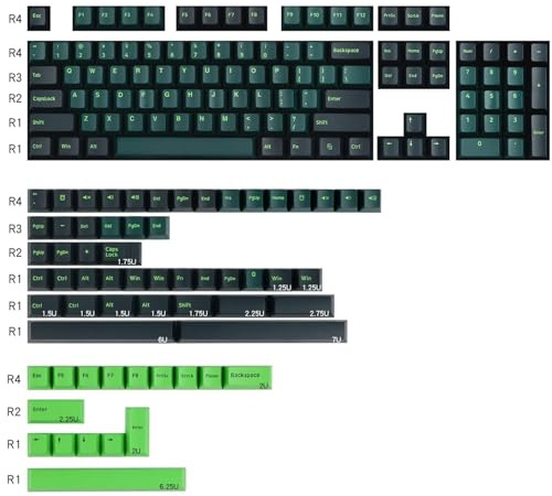SOLIDEE Solo cubiertas para teclado mecánico, 166 teclas de perfil Cherry, cubiertas Double Shot, para teclados Cherry MX Switch, diseño USA PC Windows Mac