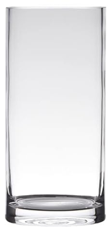 Dekoglas, Vase Zylinder Cold Cut H. 29cm D. 12cm transparent rund Glas Hakbijl