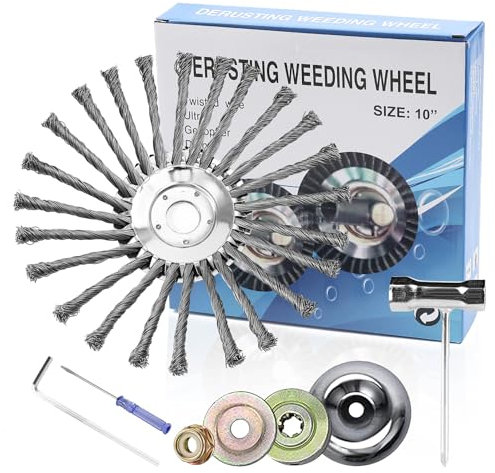 10 Unkrautbürste Freischneider, Upgrade Verdickt Stahlbürste Profi Unkrautbürste Freischneider Wildkrautbürste für Motorsense Kegelbürste für Rasentrimmer zur Effektiven Unkrautentfernung, Stahldraht