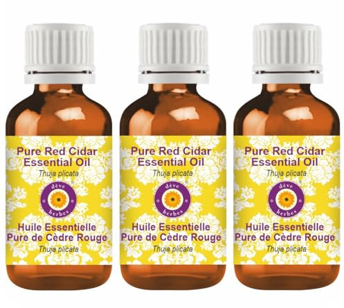 dève herbes Pure Red Cidar Essential Oil (Thuja plicata) Natural Therapeutic Grade Steam Distilled (Pack of Three) 100mlx3 (10 oz)