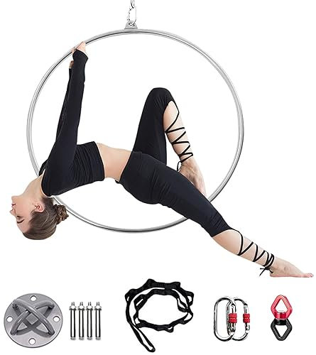Aerial Ring Set, Lyra Hoop Aerial Hoop Set, Aerial Hoop, 80cm/85cm/90cm/95cm/100cm, Single Point Hoop, Zirkus Aerial Equipment, für Tanzstudio, Aerial Fitness