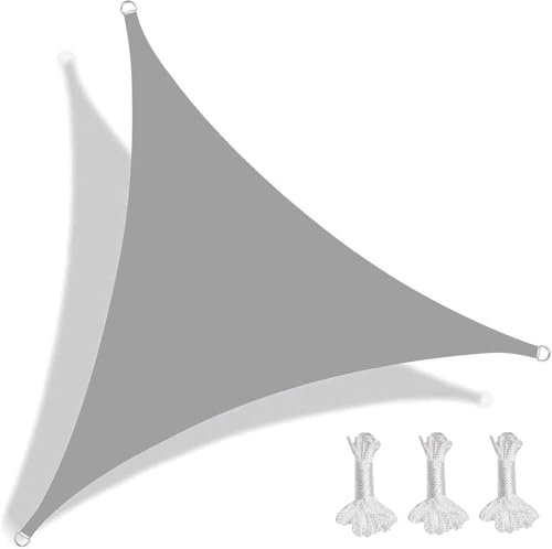 Vela Ombreggiante Tettoia Triangolare Impermeabile 6x6x6m Copertura per Balcone Recinzione Schermo Privacy Parabrezza per Terrazza Cortile Area Giochi Piscina,Grigio Chiaro