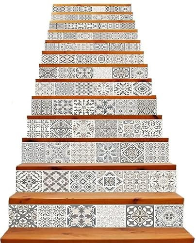 adesivi per alzate di scale, adesivi per scale 3D, Adesivi for scale autoadesivi 6 pezzi decalcomanie stacca e attacca, for gradini in legno, decalcomania artistica for interni fai da te vinile profes
