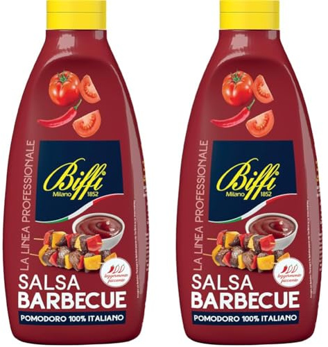Biffi Salsa Barbecue - leggermente piccante, con Pomodoro 100% italiano - flacone da 900g (Confezione da 2)