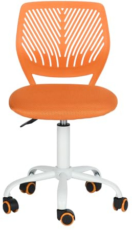 FurnitureR Sedia da scrivania girevole senza braccioli, sedia da ufficio regolabile in altezza, per casa, ufficio, camera da letto, studio, arancione