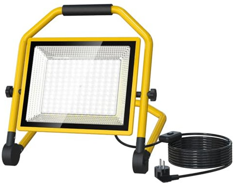 CLCXBSR 8400 Lumen LED Baustrahler, 70W 6500K Baustellenstrahler, IP65 Wasserdicht, Mit Netzschalter und 5 Meter Stromkabel, Arbeitsleuchte für Renovierung/Garage/Baustelle