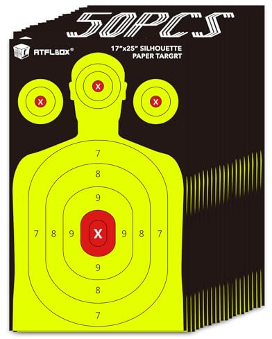 ATFLBOX 50 pezzi bersaglio di carta silhouette per il poligono, 43 x 63,5 CM carta bersaglio per pistole, pistole, fucili, fucili ad aria compressa, pistole a pallini, pistole BB