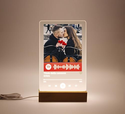 Generico Dedify Placa Spotify con foto y código personalizada - Placa Spotify de plexiglás Regalos para ella San Valentín Regalo Mujer Aniversario Cumpleaños (Big, Dedilamp)