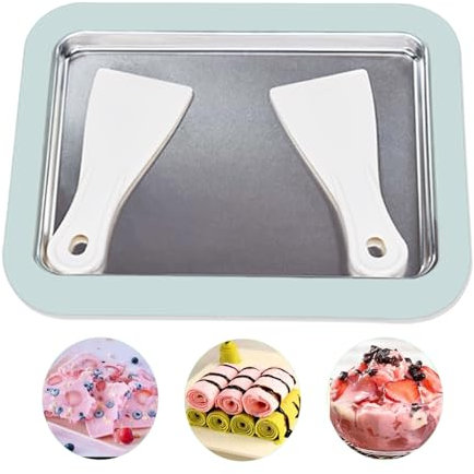 Ice Cream Roller Maker XL Instant Ice Cream Plate with 2 Spatulas, Rolled Ice Cream Maker for Sorbet Frozen Yogurt Gelato, Homemade DIY Frozen Yogurt Maker Machine for Children Home Family