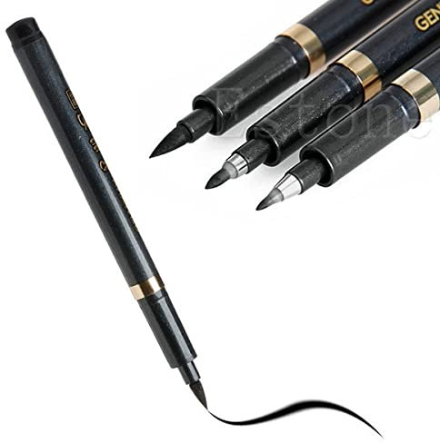 YUMILI 3 Stück Japanischer Stift, Kalligrafie Stift Set, Kalligraphie Stifte, Japanischer Stift, Japanisch Kalligraphie Shodo Pinsel Beschriftung Stifte Marker Zeichenwerkzeug Handwerk (Schwarz)
