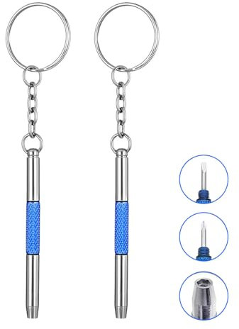 Mini cacciavite per occhiali, 3 in 1, in acciaio inox, set di attrezzi per la riparazione di occhiali, piccolo con portachiavi, cacciavite portatile per occhiali, gioielli e orologi (2)