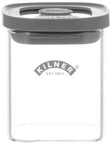 Kilner Fresh Storage 160ml Airtight Glass Spice Jar Durable Vacuum Seal Lid BPA-Free Glass for Herbs Spices Pantry Cupboard Kitchen Organisation