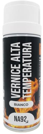 NA92 Vernice Spray Alta Temperatura 400ML Fino a 600° Ideale per Forni, Barbecue, Caminetti, Marmitte, Pinze Freni Auto e Moto - Per uso industriale e fai da te (1, Bianco Opaco)