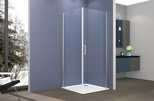 Box doccia 2 lati 70x90 cm fisso + porta 1 battente H200 cm cristallo 6mm profilo SATINATO LUCIO