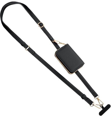 TiMOVO Handy-Umhängeband, Band mit Leder-Geldbörse, Universelles Crossbody-Handy-Umhängeband, Verstellbares Halsband